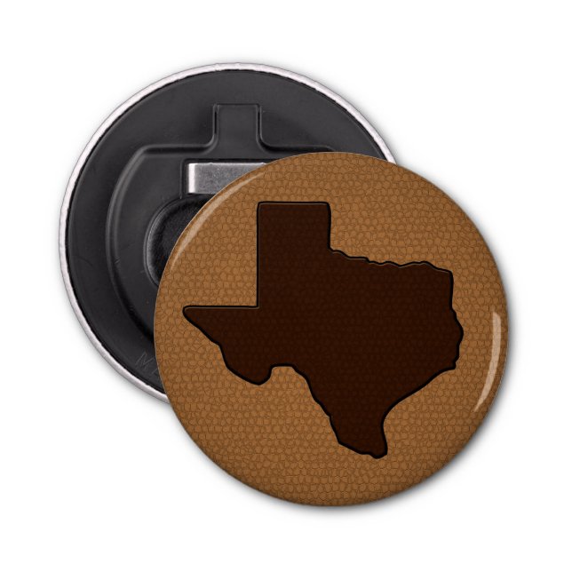 Décapsuleur Brown en cuir look Texas Button Bottle Opener (Devant)