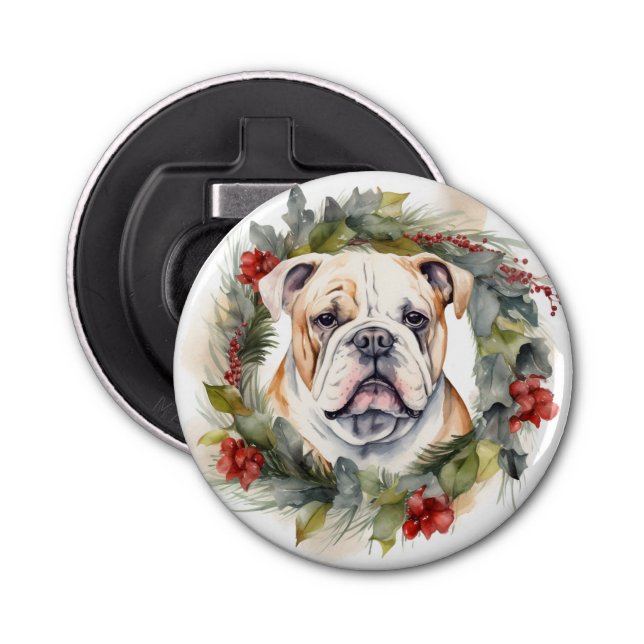 Décapsuleur Bulldog Christmas Wreath Festive Pup (Devant)