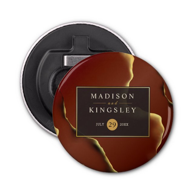 Décapsuleur 🤵 Burgundy Gold Elegant Inky Mariage Abstrait (Devant)