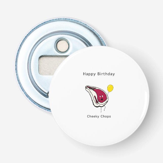 Décapsuleur Cadeau d'anniversaire, côtelettes impertinentes. J (Devant)