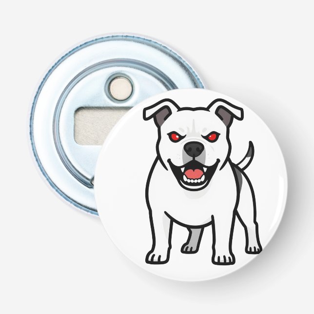 Décapsuleur Cadeau de chien de dessin animé Pitbull blanc aux  (Devant)