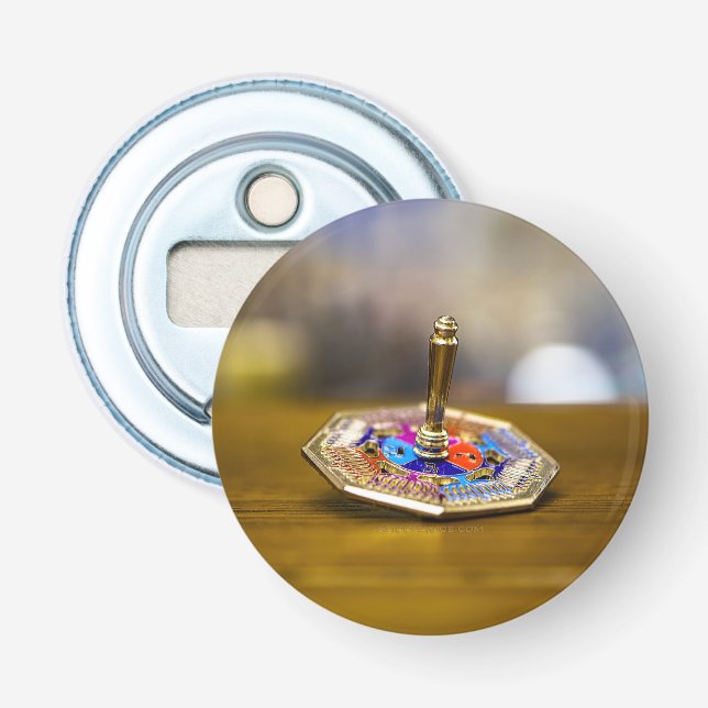 Décapsuleur Cadeau de dreidel de Hanukkah SlipperyJoe à base o (Devant)