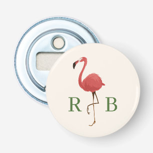 Décapsuleur Cadeau de mariage Flamingo Tropics, Monogramme