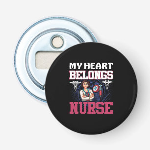 Décapsuleur Cadeau infirmière Mon coeur appartient à l'infir