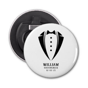 Décapsuleur Cadeau moderne noir et blanc Tuxedo Groomsman