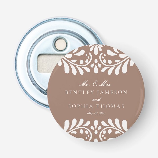 Décapsuleur Cadeaux de mariage Mocha Brown Talavera Fiesta esp (Devant)