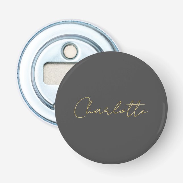 Décapsuleur Calligraphie or couleur gris Personnalisé Edition  (Devant)