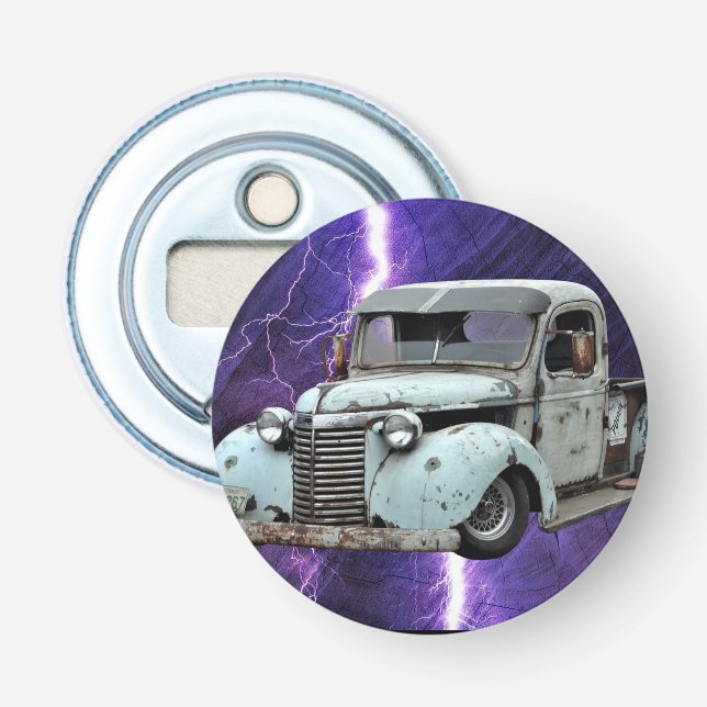 Décapsuleur Camion bleu vintage (Devant)
