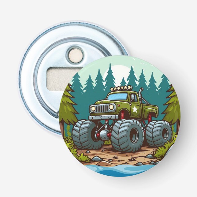 Décapsuleur Camion Monster Vert dans la forêt (Devant)