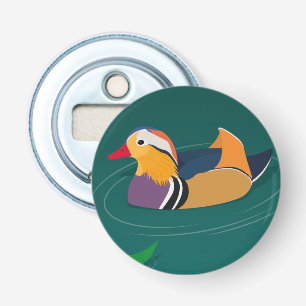 Décapsuleur Canard Mandarin Coloré Art Moderne sur Fond Vert