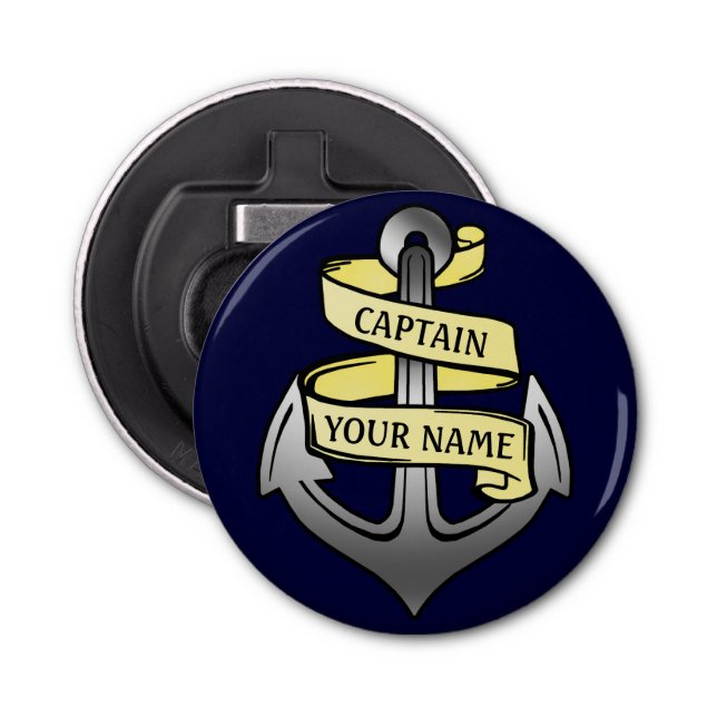 Décapsuleur Capitaine de bateau personnalisable votre Ancre (Devant)
