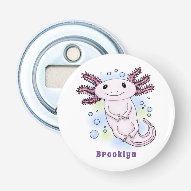 Décapsuleur Caricature axolotl rose adorable (Devant)
