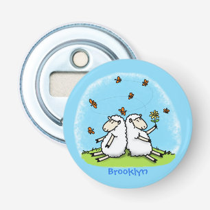 Décapsuleur Caricature de moutons mignons amis et papillons