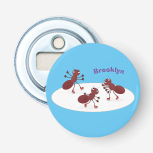 Décapsuleur Caricature de patinage sur glace de Happy red four