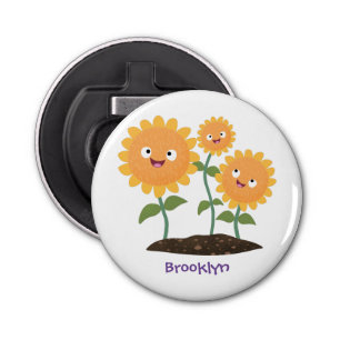 Décapsuleur Caricature joli tournesol souriant illustration