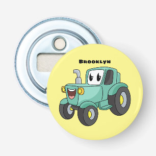 Décapsuleur Caricature joli tracteur vert joyeux