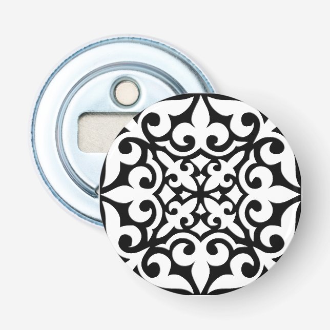 Décapsuleur Carreau marocain - blanc avec fond noir (Devant)