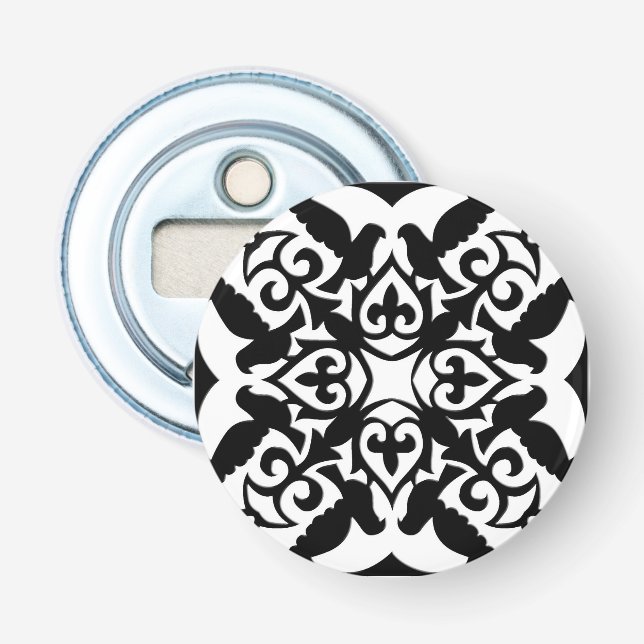 Décapsuleur Carrelage marocain - blanc avec arrière - plan noi (Devant)