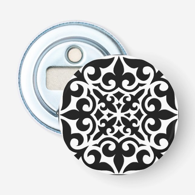 Décapsuleur Carrelage marocain - noir avec arrière - plan blan (Devant)