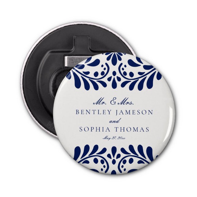 Décapsuleur Carrelage Talavera bleu Espagne Fiesta Mariage Fav (Devant)