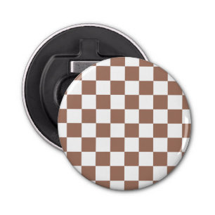 Décapsuleur Carrés Checker mocha brun blanc géométrique rétro