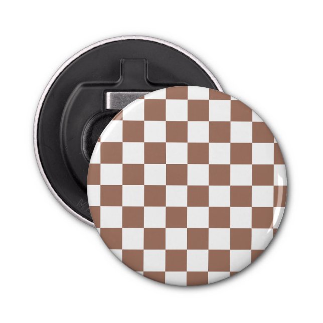Décapsuleur Carrés Checker mocha brun blanc géométrique rétro (Devant)