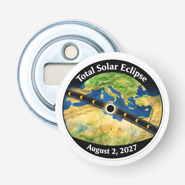 Décapsuleur Carte de l'éclipse solaire totale 2027 (Devant)