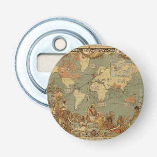 Décapsuleur Carte du monde Antique 1886 Illustré