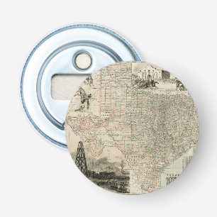 Décapsuleur Carte du Texas avec des frontières du comté