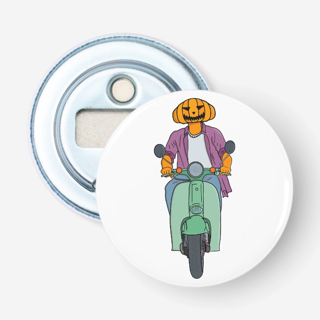 Décapsuleur Cavalier Citrouille sur Scooter Menthe (Devant)