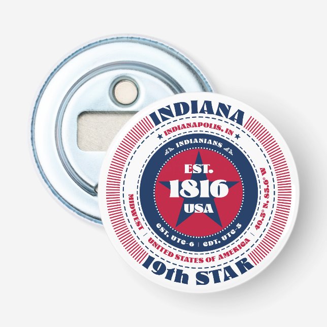 Décapsuleur Cercle d'information de l'État de l'Indiana (Devant)