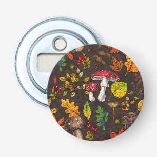 Décapsuleur Champignons d'automne, feuilles, noix et baies sur