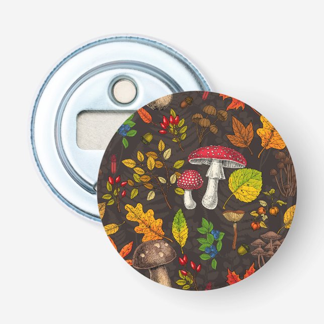 Décapsuleur Champignons d'automne, feuilles, noix et baies sur (Devant)