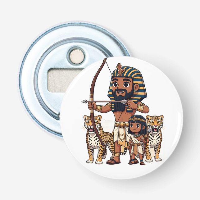 Décapsuleur Chasse dans l'Égypte antique avec des léopards (Devant)