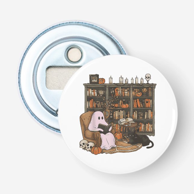 Décapsuleur Chat amateur de livres de lecture fantôme Hallowee (Devant)