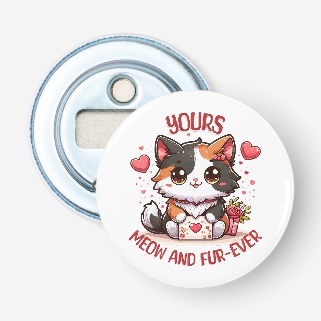 Décapsuleur Chat calico adorable pour la Saint-Valentin  (Devant)