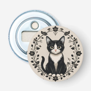 Décapsuleur Chat élégant noir et blanc