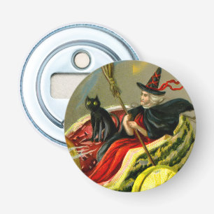 Décapsuleur Chat et sorcière vintage d'Halloween noir