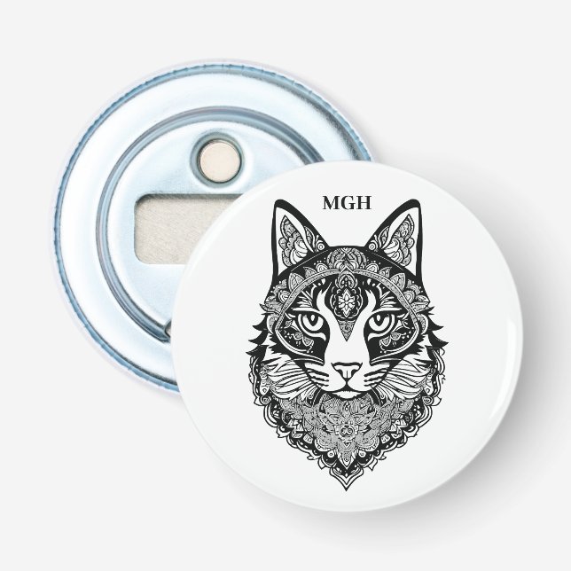 Décapsuleur Chat ornemental Monogramme personnalisé (Devant)