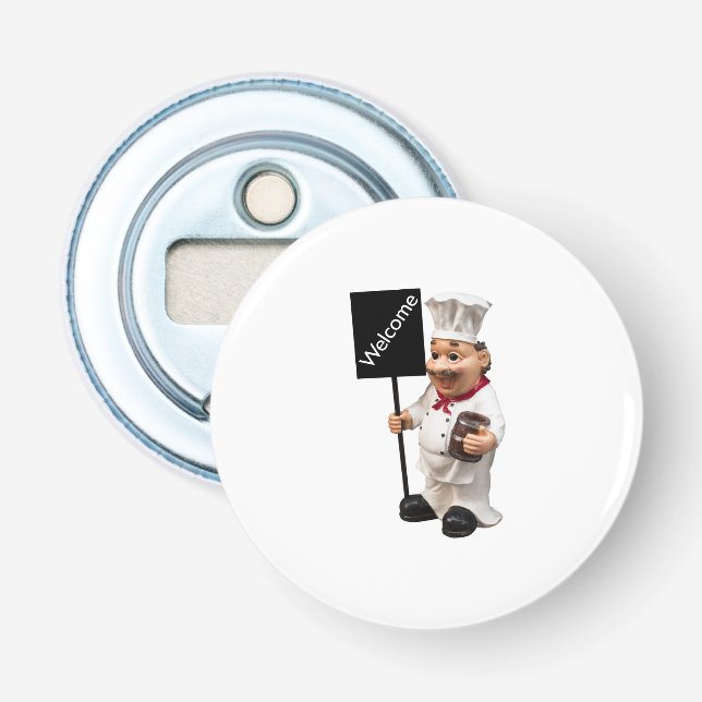 Décapsuleur Chef cuisinier - Carte de menu BIENVENUE (Devant)