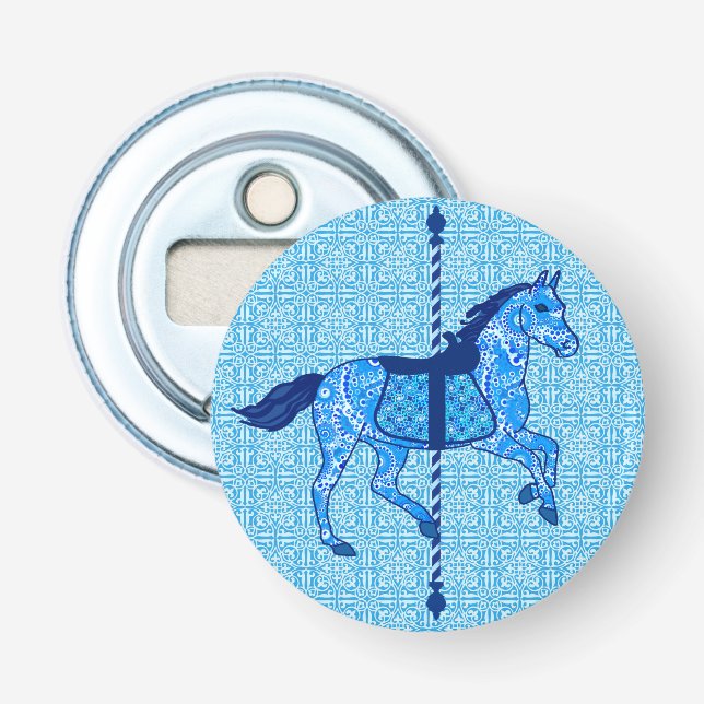 Décapsuleur Cheval de carrousel - Cobalt et Sky Blue (Devant)