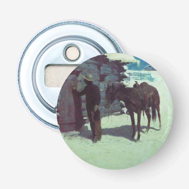 Décapsuleur Cheval et Cowboy neige hivernale (Devant)