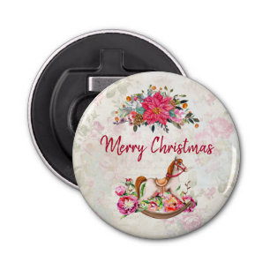 Décapsuleur Cheval rocheux victorien et Poinsettia Noël