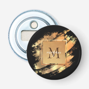 Décapsuleur Chic Faux Gold Glam Brushstroke Monogramme