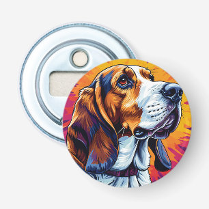 Décapsuleur Chien Basset Hound avec fond coloré