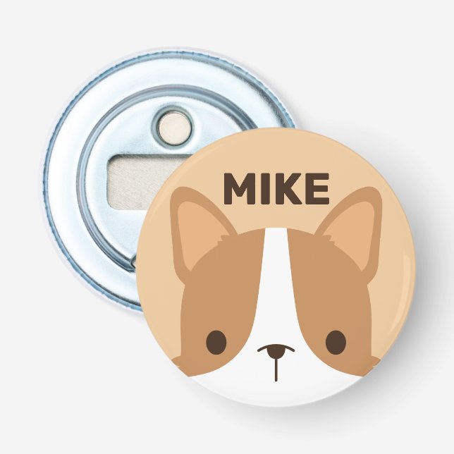 Décapsuleur Chien Corgi mignon avec nom personnalisé (Devant)