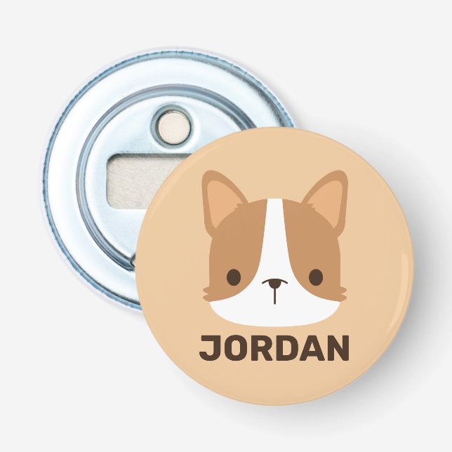 Décapsuleur Chien Corgi mignon avec nom personnalisé (Devant)