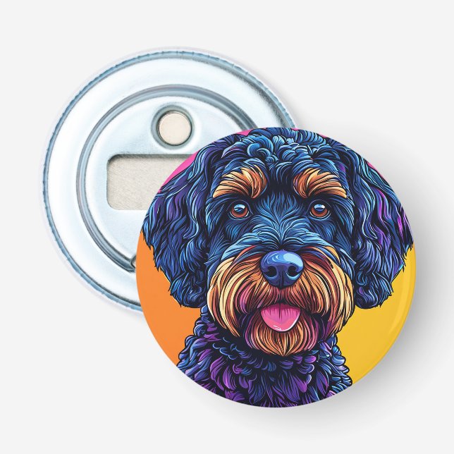 Décapsuleur Chien heureux sur fond coloré (Devant)