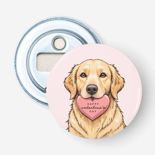 Décapsuleur Chien mignon avec un cœur Joyuse Saint-Valentin (Devant)