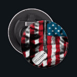 Décapsuleur Chien militaire personnalisé Tags USA Drapeau<br><div class="desc">NOM Personnalisé Military Soldier Dog Tag USA American Flag design - Customisez avec votre nom ou votre texte personnalisé.</div>